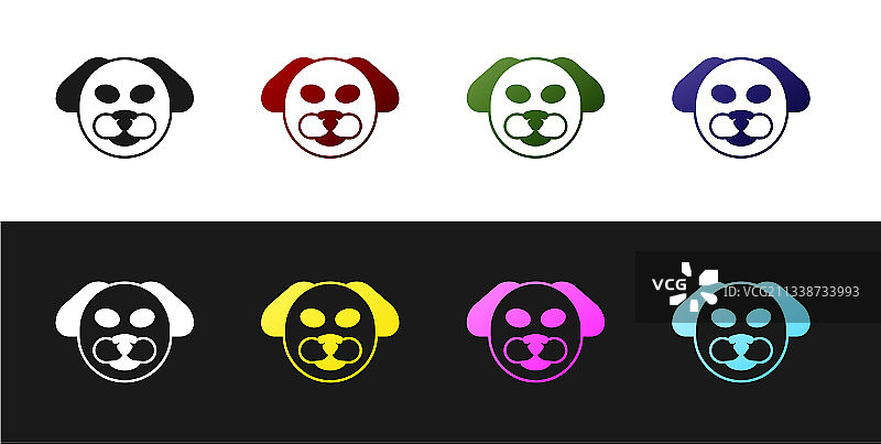 黑白狗图标套装图片素材