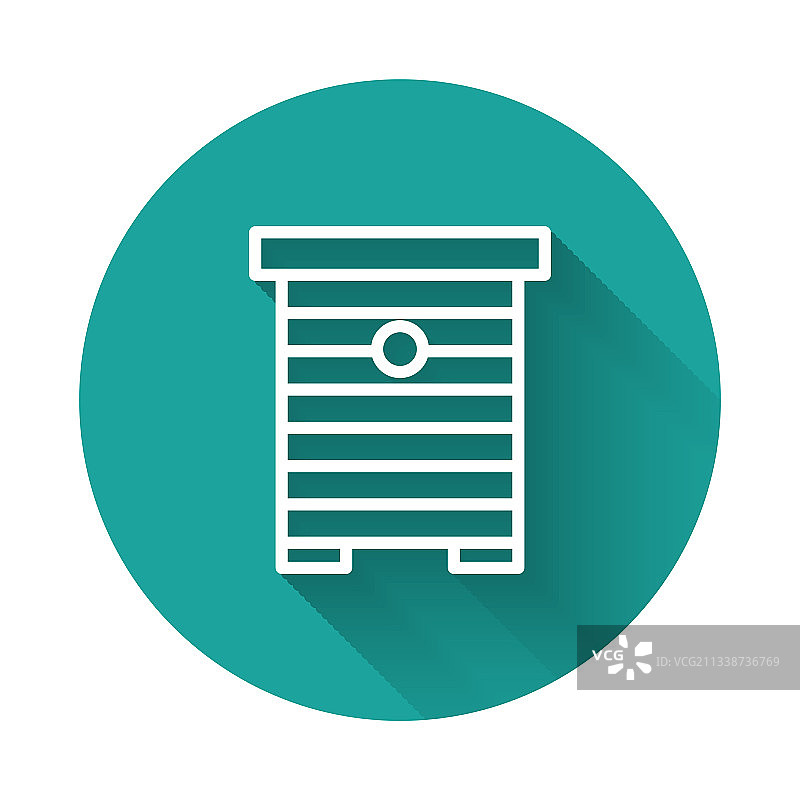 白色线条蜂箱蜜蜂图标长隔离图片素材