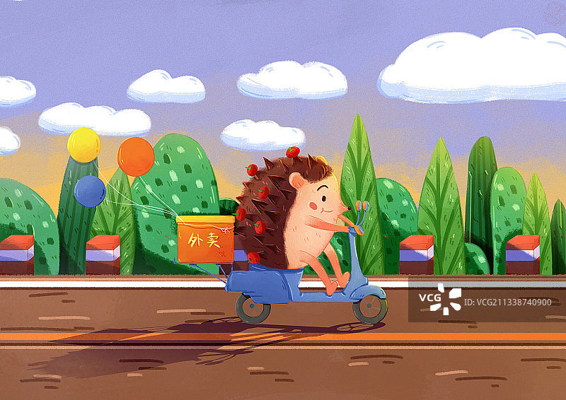 小刺猬送外卖图片素材