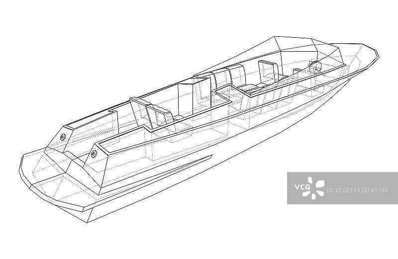 带座位的现代船只图片素材