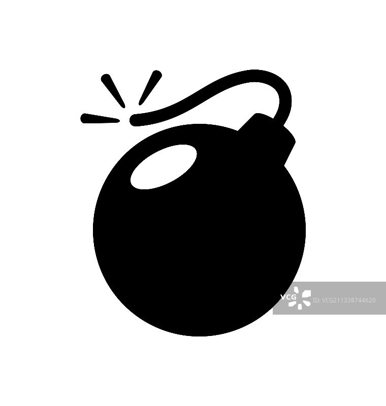 卡通圆形黑色炸弹与点燃的导火索图片素材
