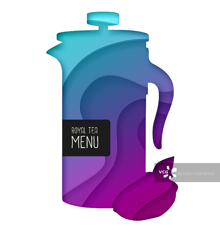 茶壶剪纸艺术风格设计图片素材