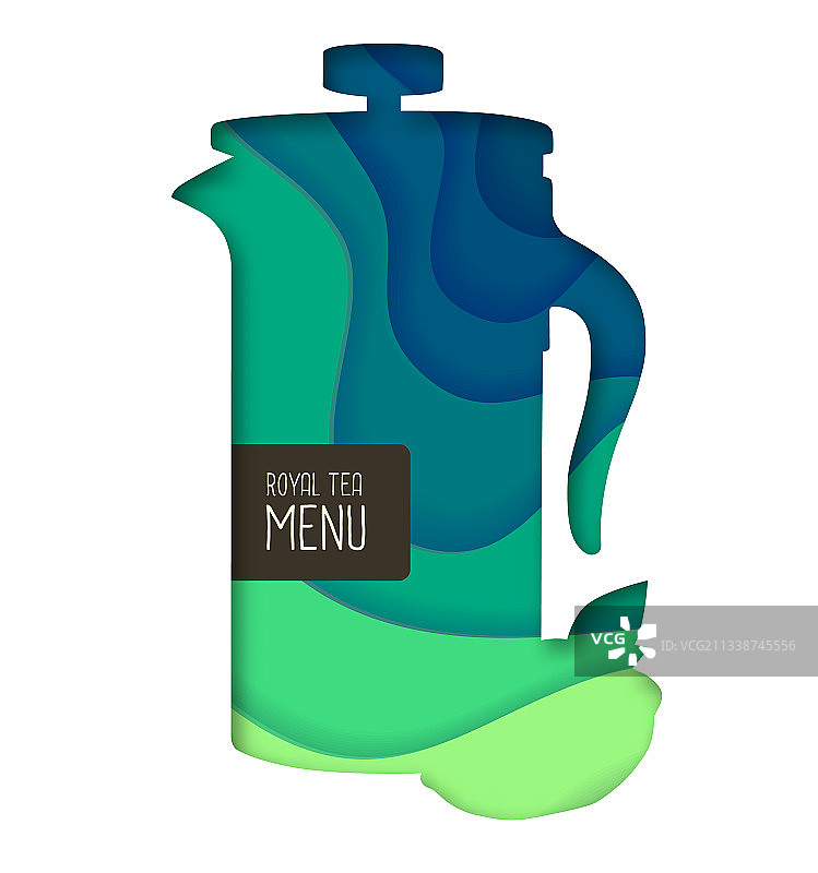 茶壶剪纸艺术风格设计图片素材