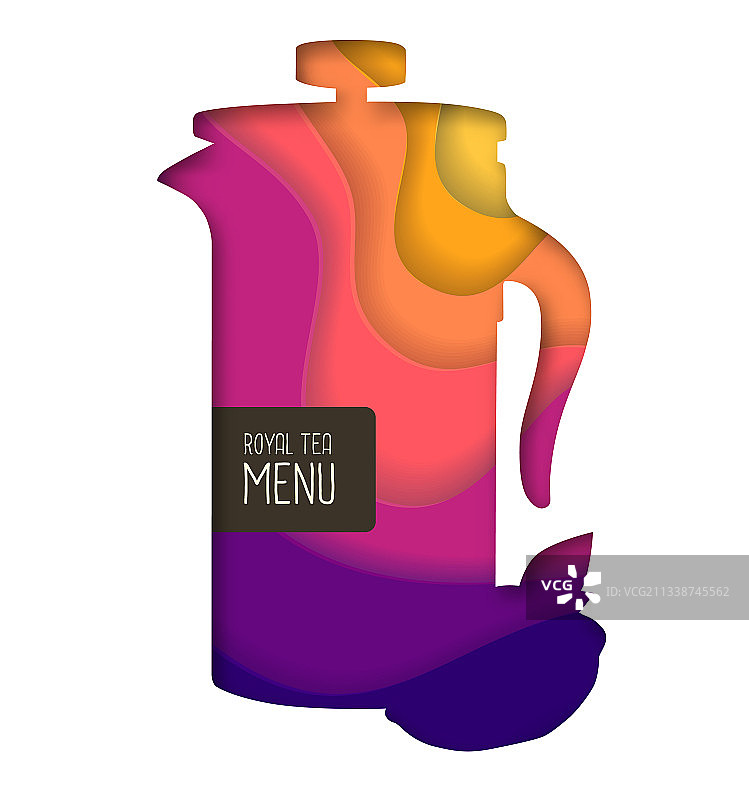 茶壶剪纸艺术风格设计图片素材