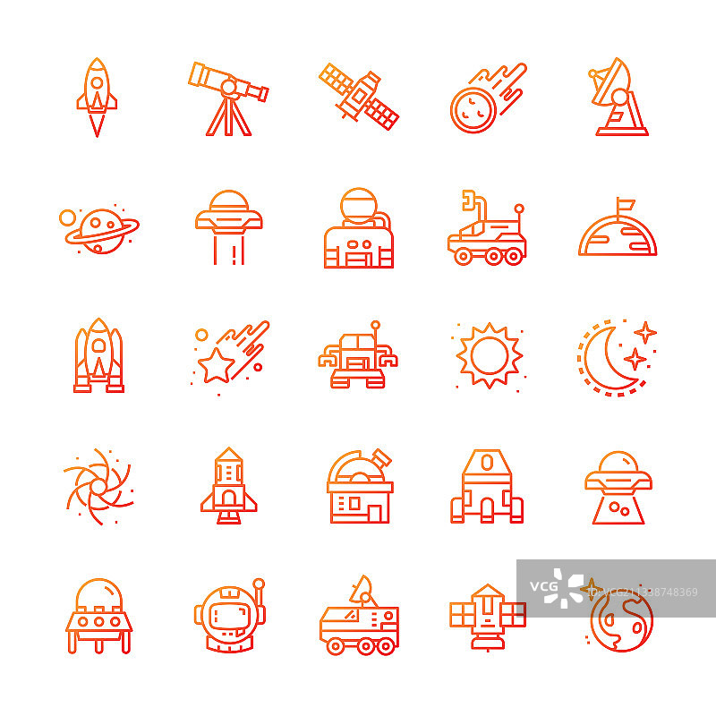 渐变风格太空图标套装图片素材