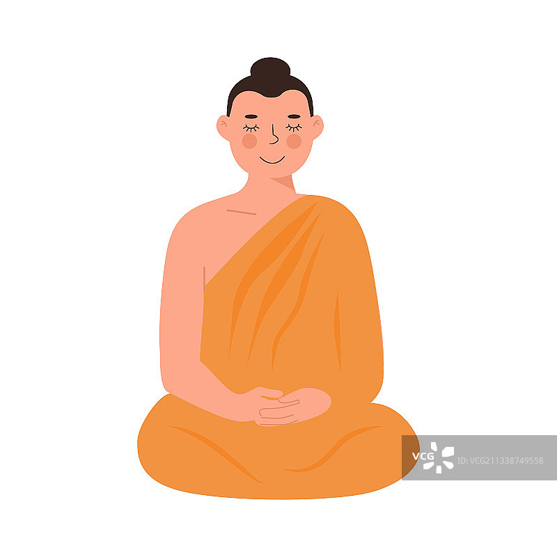 黄色长袍的可爱祥和佛陀图片素材