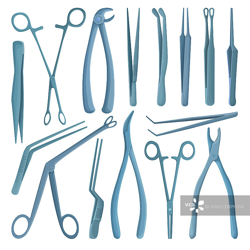 医疗镊子隔离卡通套装图标图片素材