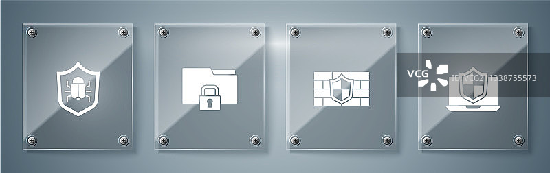 带盾牌保护的笔记本电脑盾牌砖图片素材