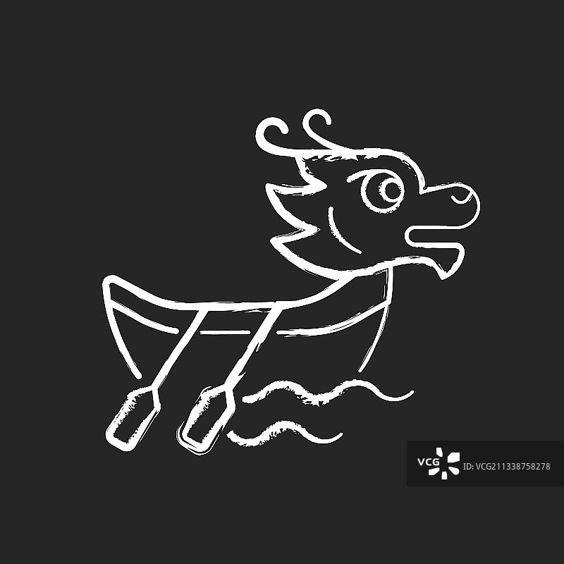 龙舟节粉笔白色图标图片素材