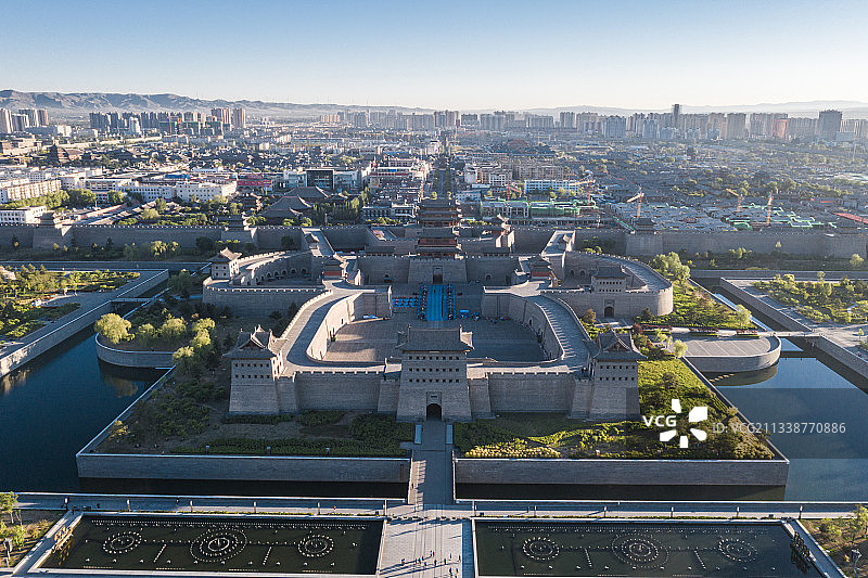 山西大同古城航拍图片素材