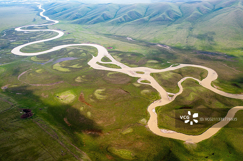 航拍巴音布鲁克九曲十八弯图片素材