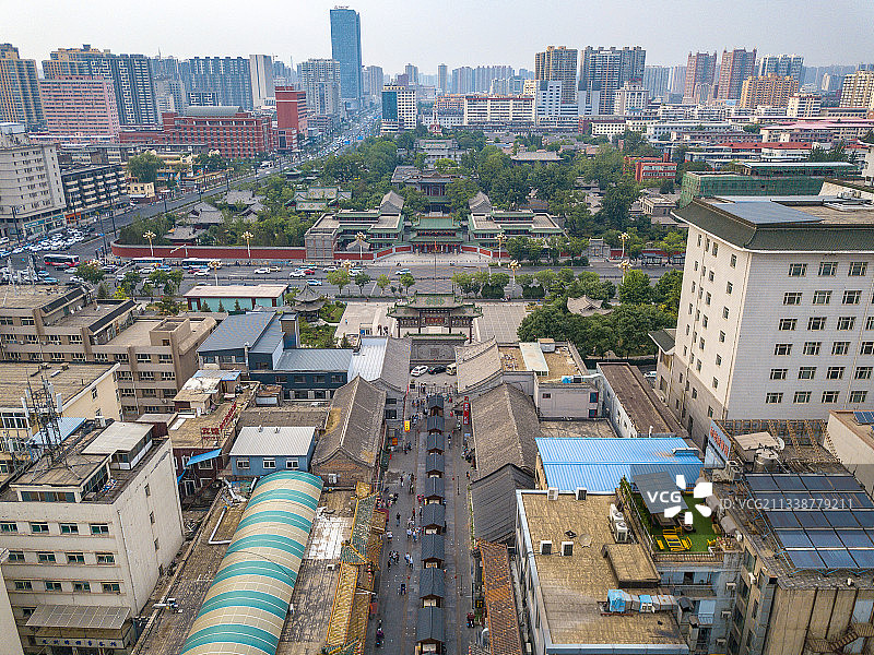 航拍山西省太原市柳巷与晋商博物院图片素材