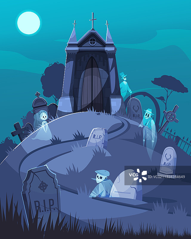 卡通墓地图片素材