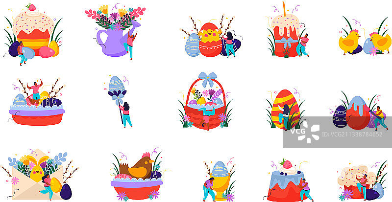 复活节扁平套装图片素材