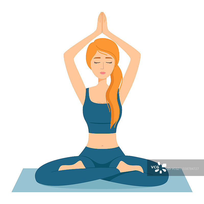 莲花坐姿冥想的女孩图片素材