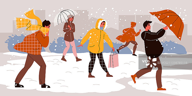 雪地雨伞构图图片素材