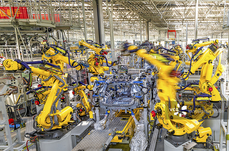 汽车机器人自动焊接生产线图片素材