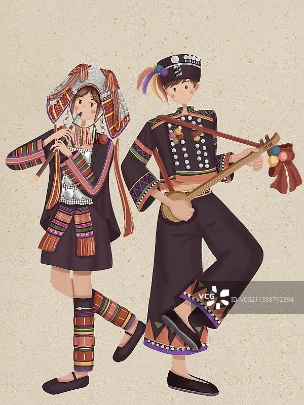 哈尼族姑娘和小伙图片素材