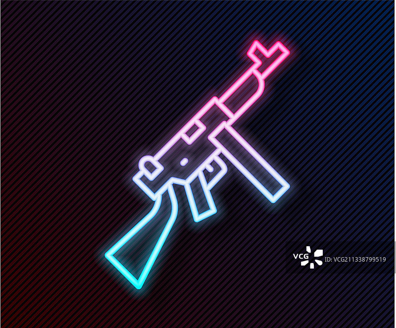 发光霓虹灯线条汤姆逊冲锋枪图片素材