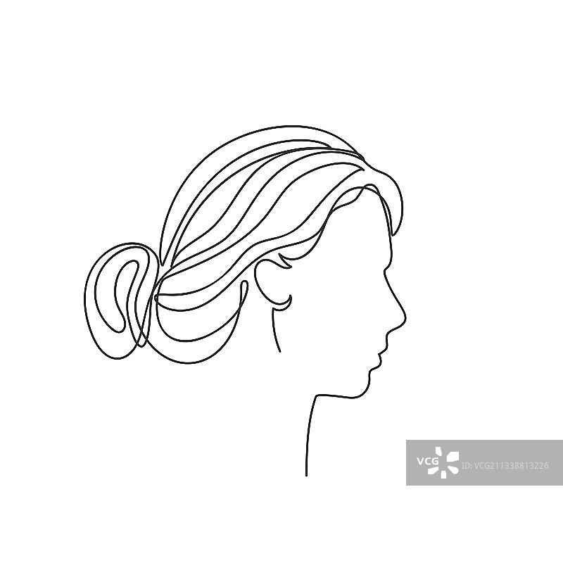 抽象线条画女性侧脸图片素材