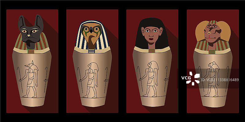 卡诺皮克罐 - 古埃及元素图片素材