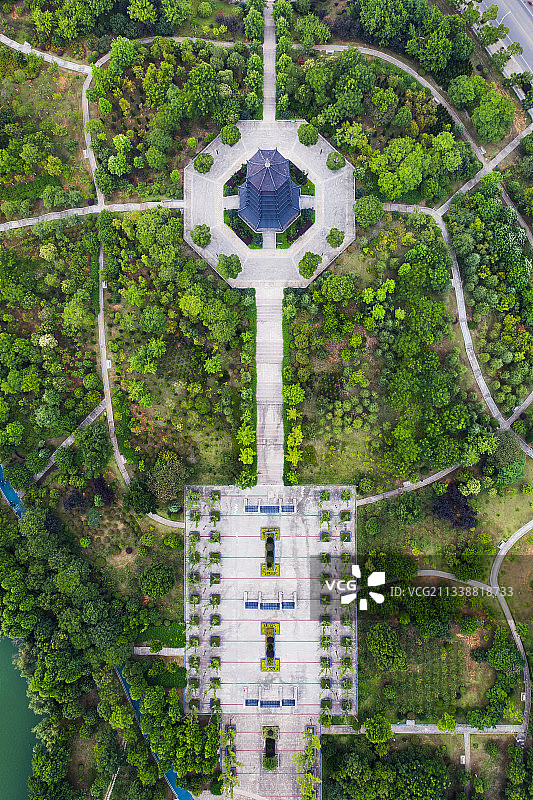 安徽省芜湖市湾沚区东湖公园楚风塔航拍风光图片素材