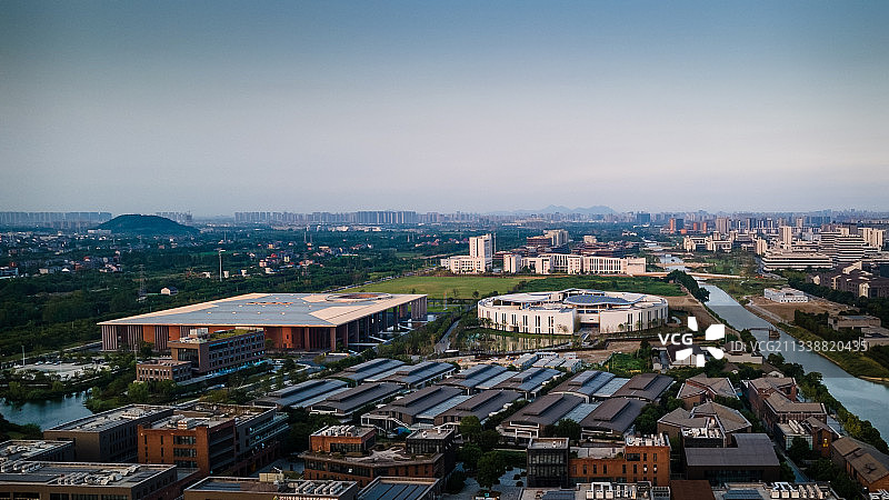 杭州未来科技城会展中心航拍全景照片图片素材