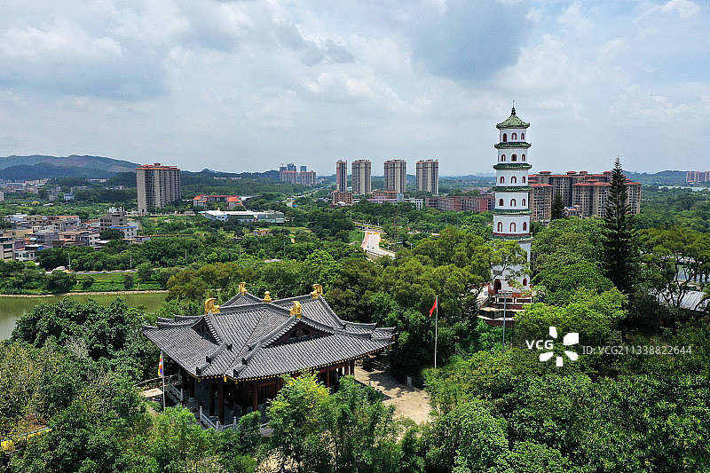 广东省广州市增城区雁塔公园雁塔寺航拍图片素材