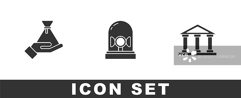 贿赂金钱袋警笛和法院场景图片素材