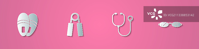 剪纸拖鞋运动拉力器套装图片素材