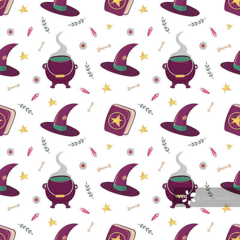具有深奥神秘元素的女巫无缝图案图片素材