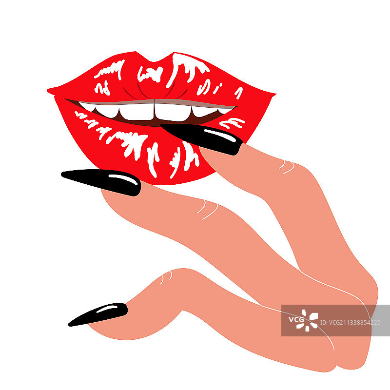 涂着红色唇彩的性感女性嘴唇图片素材