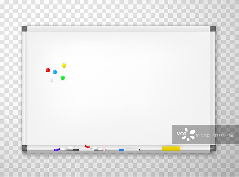 墙上的白板与彩色笔和板擦图片素材