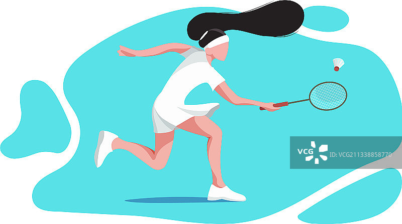 女人在球场上打羽毛球图片素材