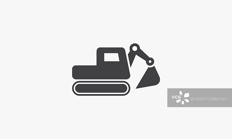 挖掘机图标扁平设计图片素材