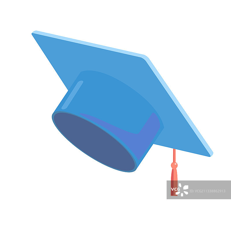 蓝色毕业帽卡通图标图片素材