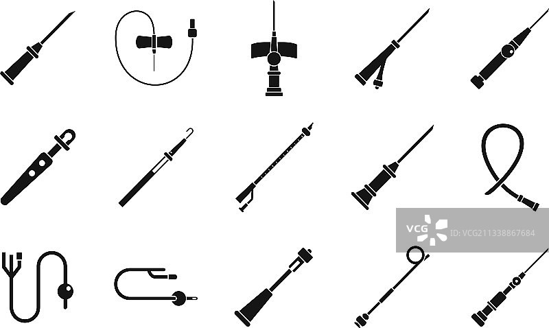 导管图标集简约风格图片素材