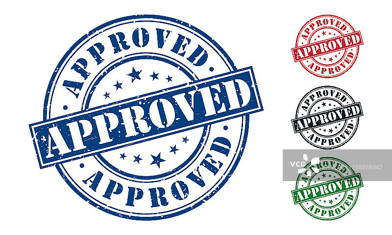 白色背景上的批准橡皮图章图片素材