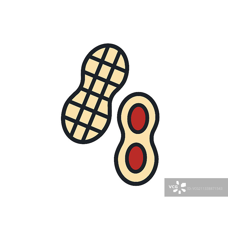 花生图标线性彩色坚果轮廓图片素材