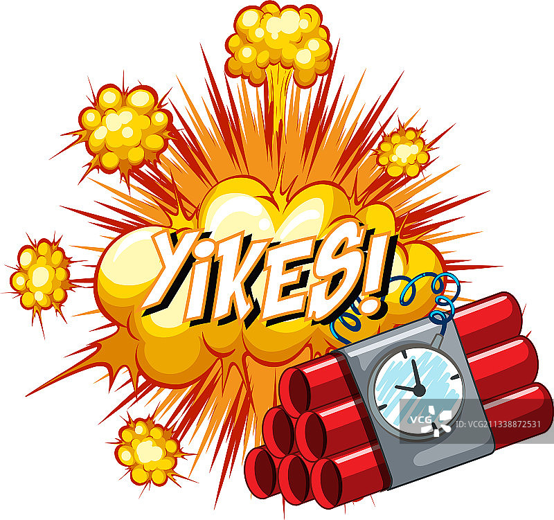 带有Yikes文字的卡通对话气泡图片素材