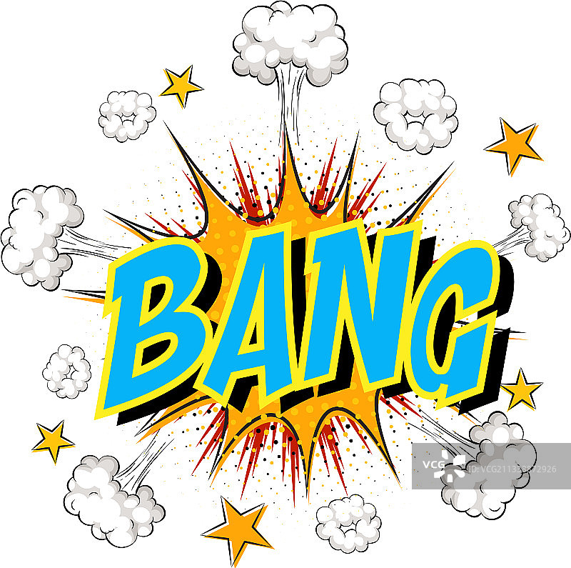 漫画云爆炸背景上的“砰”字图片素材