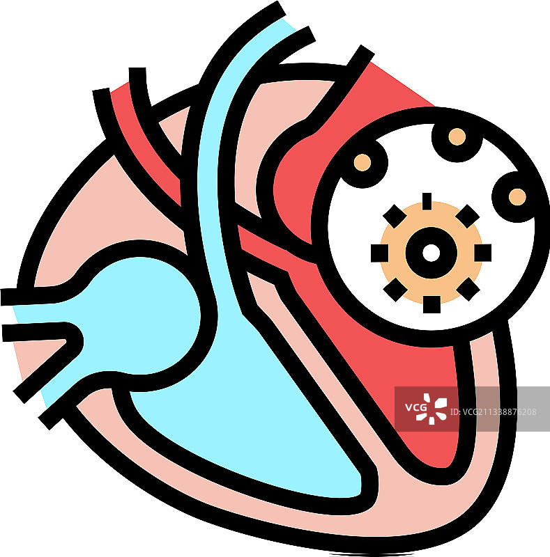 心肌炎疾病彩色图标图片素材