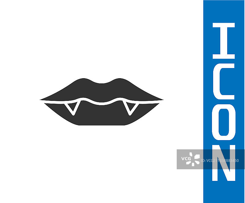 白色背景上的灰色吸血鬼牙齿图标图片素材