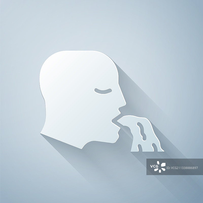 剪纸风灰色背景呕吐男人图标图片素材
