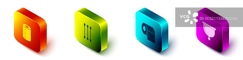 2.5D纸巾卷棉签套装图片素材