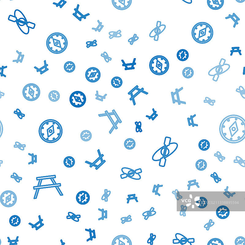 野餐桌长凳皮划艇独木舟线条组合图片素材