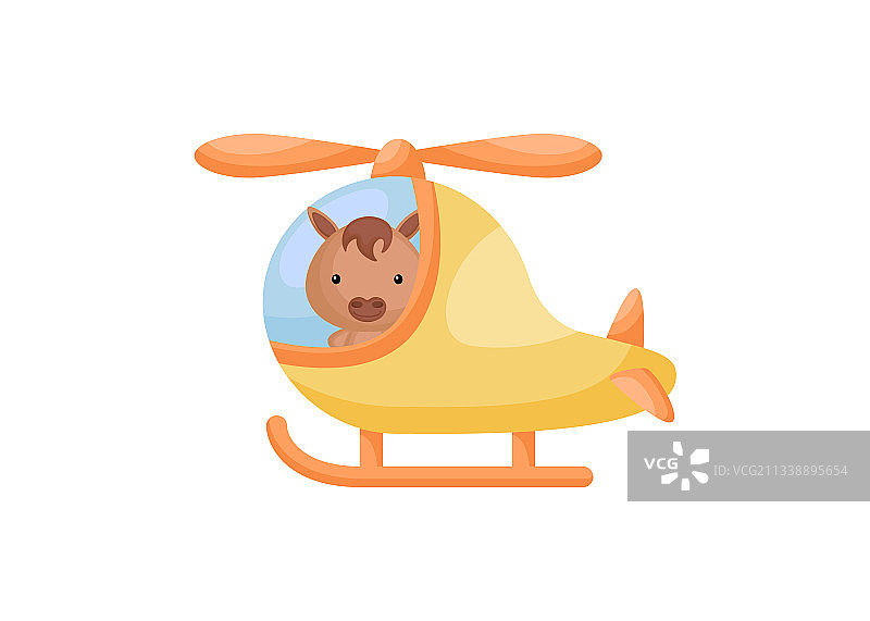 黄色直升机飞行员小马图片素材