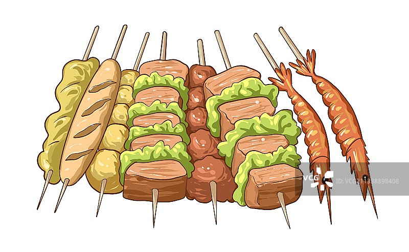 烧烤元素插画图片素材