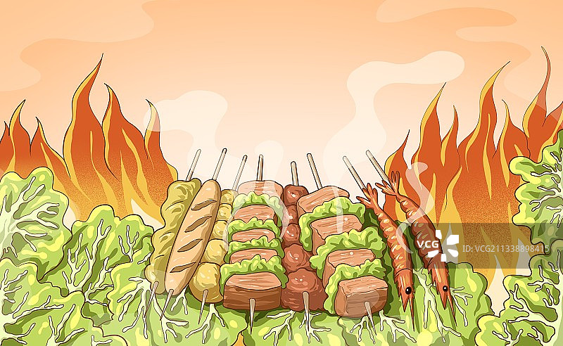 烧烤美食插画图片素材