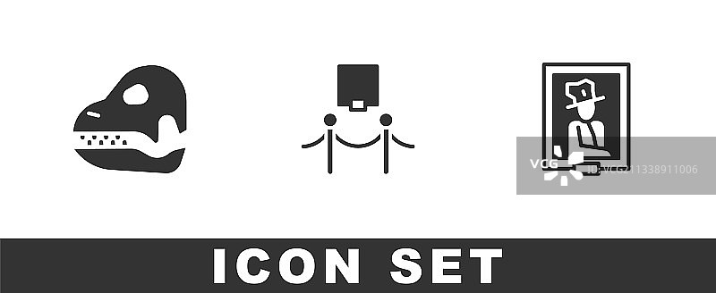 恐龙骨骼图片与隔离绳图片素材